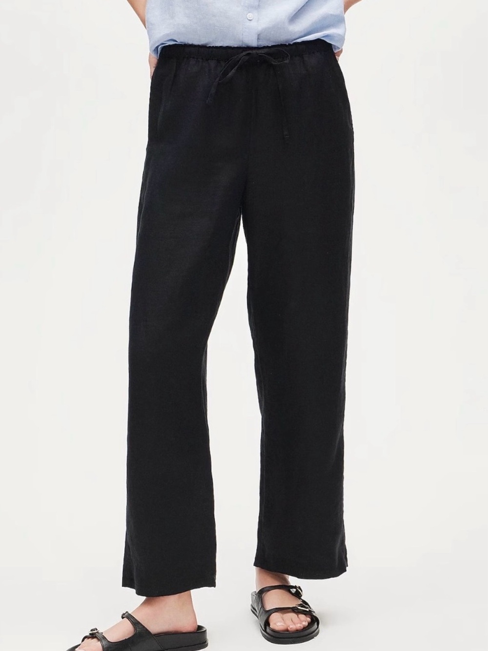 J. Crew Soleil Wide Leg 100% Linen Pants Black Size Medium - Picture 3 of 13